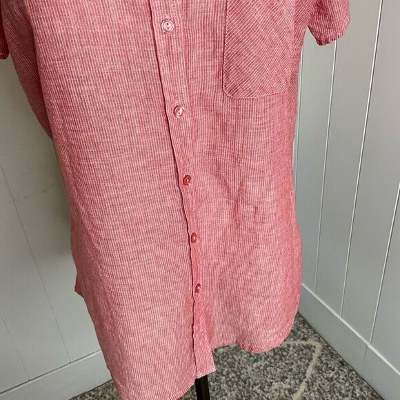 Purnell Work Wear Womens Size Medium Button Front Shirt Red Pink Short Sleeve - Picture 3 of 14